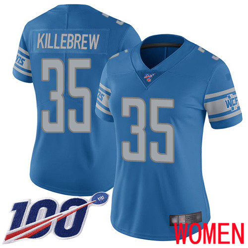 Detroit Lions Limited Blue Women Miles Killebrew Home Jersey NFL Football #35 100th Season Vapor Untouchable